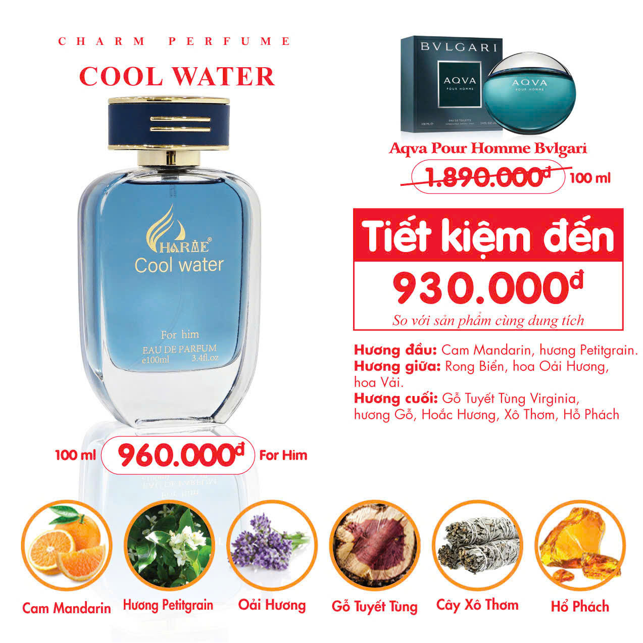 Charme Cool Water 100ml New 2024