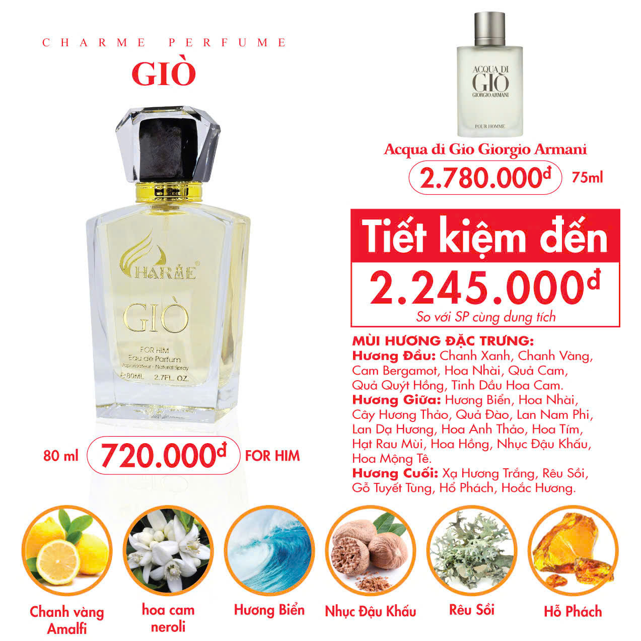 Charme Giò với kiểu dáng sang trọng, mạnh mẽ.