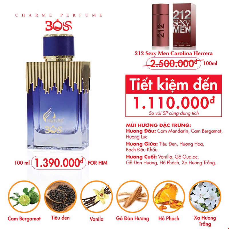 Nước Hoa Nam Charme Boss 100ml [Phiên Bản [Nam]]