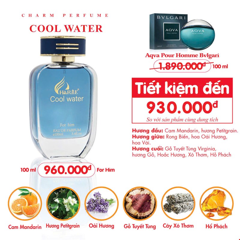 Nước Hoa Nam Charme Cool Water 100ml [Phiên Bản [Nam]]