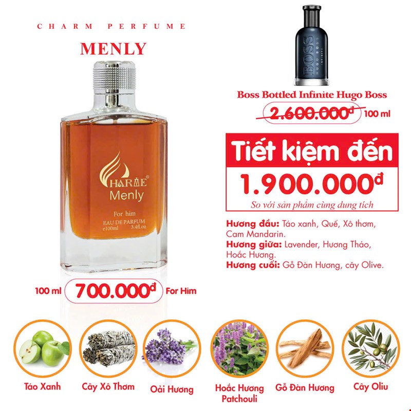 Nước Hoa Nam Charme Menly 100ml
