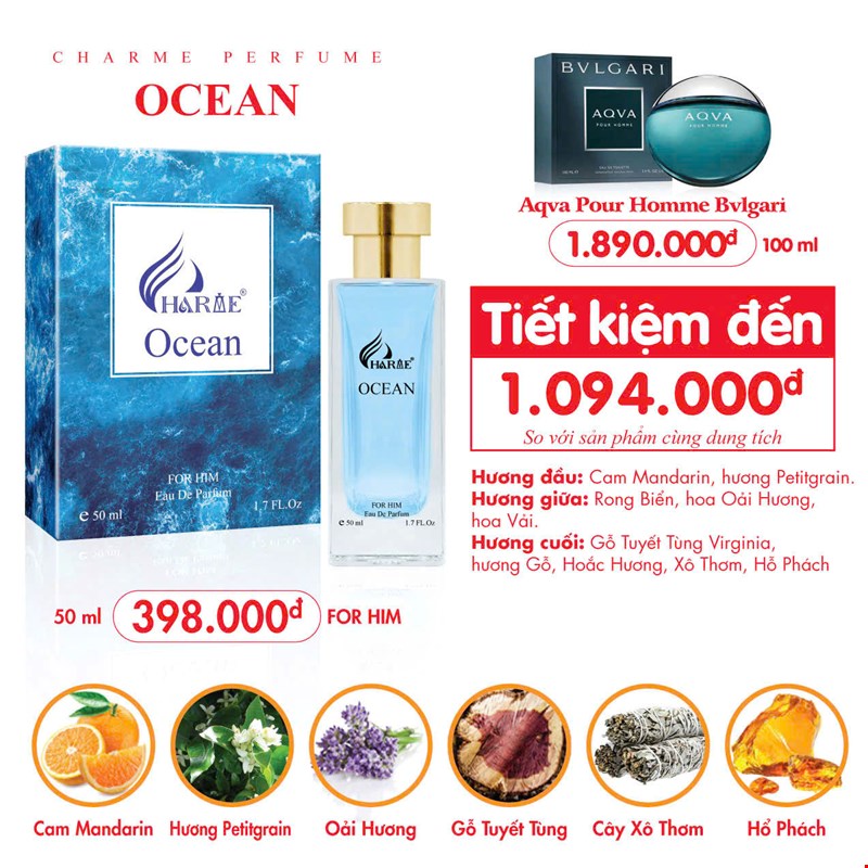 Nước hoa Nam Charme Ocean 50ml