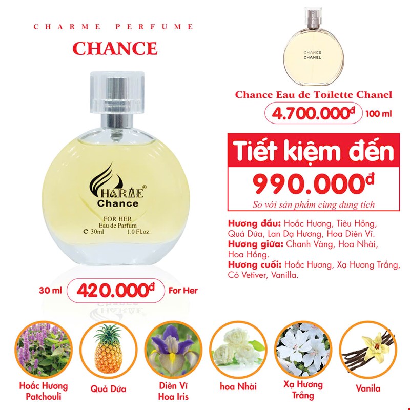Nước hoa Nữ Charme Chance 30ml